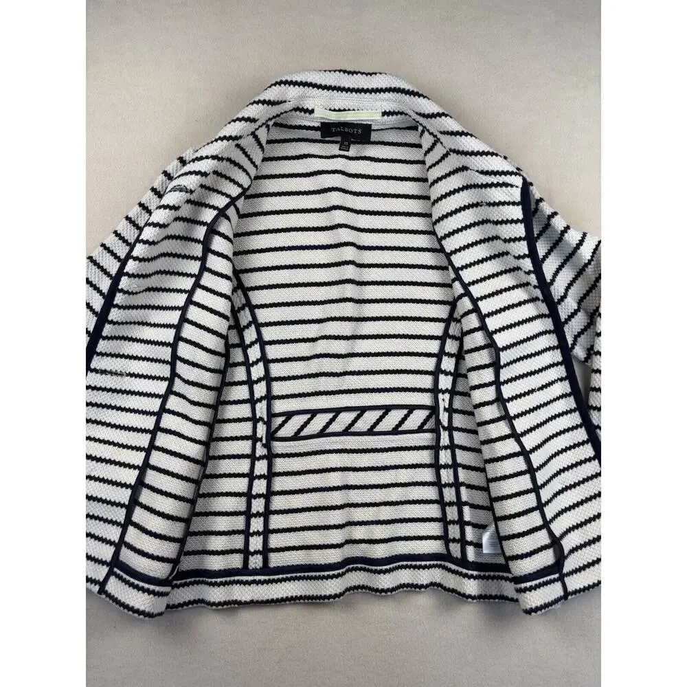 Women's TALBOTS‎ XS Striped Blazer Cardigan Jacket Cotton Polyester Spandex